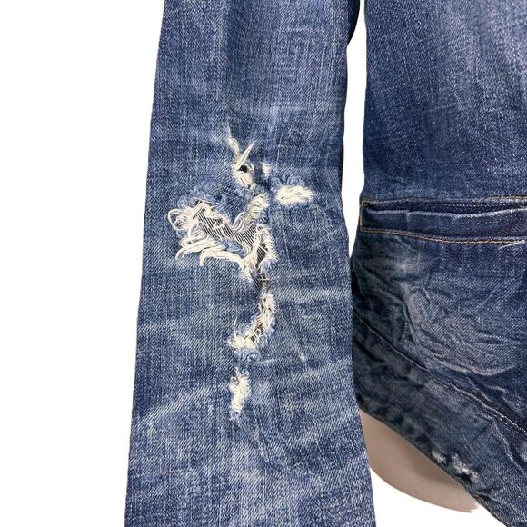 Lucky Brand Red White & Blue Star Button Front Denim Jacket Size Medium - Picture 3 of 8